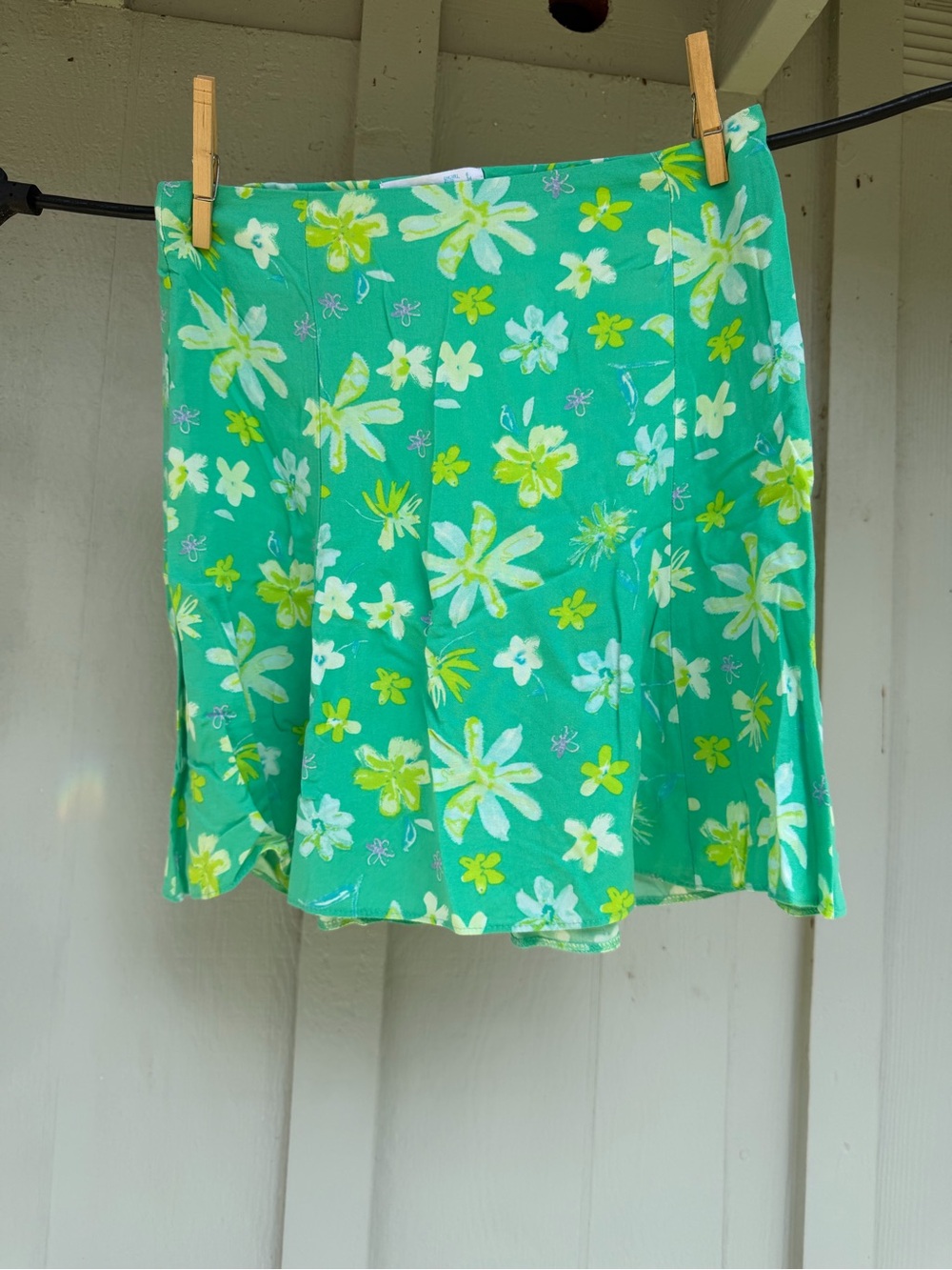 Primark Green Floral Skater Skirt